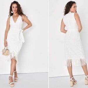 LULU's Bridal Wedding Shower Engagement Bachelorette Sexy Wrap Midi Dress